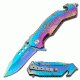 TAC Force Folding Blade, 3.25in, Stainless Steel Blade, Rainbow Titanium Coated Stainless Steel Dragon Handle TF-759RB