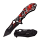 TAC Force Folding Blade, 3.5in, Stainless Steel Blade, Black Background W/Red Spider &amp; Silver Web Aluminum Handle, TF-898BR