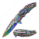 TAC Force Folding Blade, 3.75in, Stainless Steel Blade, Rainbow Titanium Coated Stamped Spider Web Handle TF-856RB