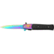 Tac Force Lil Milano A/O Fold Knife, rainbow finish SS blade, Black checkered Alum. handle TF438RB