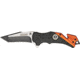 Tac Force Rescue EMT A/O Fold Knife, partially black SS A/O modified tanto blade, Black Alum. handles w/ orange trim TF640EMT