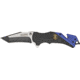 Tac Force Rescue Police A/O Fold Knife, partially black SS A/O modified tanto blade, Black Alum. handles w/ blue trim TF640PD
