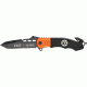 Tac Force Speed Rescue Fold Knife 5in, black SS PS A/O blade, Black Comp. handles w/ orange Alum. trim TF740EM