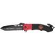 Tac Force Speed Rescue Fold Knife 5in, black SS PS A/O blade, Black Comp. handles w/ red Alum. trim TF740FD