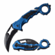 TAC Force TF-972BL Spring Assisted Knife, 3in, 3CR13 Stainless Steel, Karambit, Half-Serrated, Black Blade, Aluminum Handle, Blue, TF-972BL