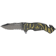 Tac Force Zebra Stripe Rescue Fold Knife, black HC SS A/O PS blade, Black and OD green zebra stripes on handle TF714BT