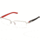 Tag Heuer 8207 Single Vision Prescription Eyeglasses, Brushed Palladium Frame - Black/Red Temples Frame, Clear Lens-8207-002SV