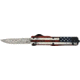 Templar Knife Slim US Flag Damascus OTF Knife, 3.5in, VG10 Core Damascus Steel, Drop Point Blade, White/Red/Blue Aluminum Handle, MAUS34