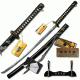 Ten Ryu Fixed Blade, 41in, Carbon Steel Blade, Black Leather Wrapped With Real Ray Skin Handle SW-320DXE