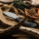 Toor Knives Vellum Fixed Blade Knife, 3.5in, CPM 154, Ebony Handle, Spanish Moss, Vellum-Spanish Moss