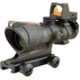 Trijicon 4x32 ACOG Rifle Scope, Dual Illuminated Red Chevron .223 Reticle w/ Colt Knob Thumbscrew Mount &amp; LED 3.25 MOA Red Dot RMR Type 2, Cerakote OD Green, 100569