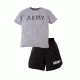 Trooper Clothing Childrens Army PT 2 Piece Shirt/Shorts Set,Large, Grey and Black, Large (14-16) 201-L