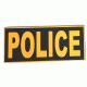 TUFF Products Police PVC Patch, Black w/Gold Lettering, 7x3 P-Police -7x3 BKGD