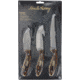 Uncle Henry Staglon 3 Knife Set w/Poly Sheath, 4.5in/4in/3.5in, Stainless Steel, Fixed Blade, Bone, Staglon Handle, 1183289