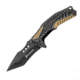 United Cutlery USMC Linerlock A/O Folding Knife, 4.75in Closed, 3.5in Black SS Tanto Blade, Black/Tan Aluminum Handle, Thumb Stud, Pocket Clip, UC3350