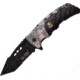 US Army Gladiator Linerlock A/O Folding Knife,3.5in,Partially Serrated,Tanto,Black,Aluminum Handle USAA1023TBC