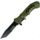 US Army Linerlock Green Handles A/O Folding Knife,4in,Stainless Steel,Partially Serrated,Tanto,Green,Aluminum Handle USAA1020TG