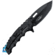 USMC Blue A/O Folding Knife, 5in Closed, 3.5in Black Finish Stainless Tanto Blade, Black Stainless Steel Handle, M-A1066BBK
