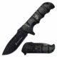 USMC M-A1059BK Spring Assisted Knife, 3.75in, 3CR13 Stainless Steel, Drop Point, Black Blade, Aluminum Handle, Black, M-A1059BK