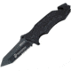 USMC Marines SGT Linerlock Black Folding Knife,3.5in,Stainless Steel,Partially Serrated,Tanto,Black G10 Handle USMA1028BS