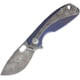 Viper Lille Framelock Folding Knife, 3.63in Closed, 2.5in Damascus Steel Blade, Sculpted Titanium Handle With Blue Anodized Titanium Onlay, Wooden Gift Box, VA5964BL