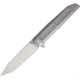 Vouking Knives Samgun Framelock Folding Knife, 4.25in Closed, 3.5in Stonewash 12C27 Sandvik SS Drop Point, Bead Blast Finish Titanium Handle, Pocket Clip, TS05BLS