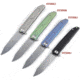 Vouking Knives Samgun Framelock Folding Knife, 4.25in Closed, 3.5in Stonewash 12C27 Sandvik SS Drop Point, Black Tumbled Finish Titanium Handle, Pocket Clip, TS05BLC