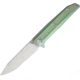 Vouking Knives Samgun Framelock Folding Knife, 4.25in Closed, 3.5in Stonewash 12C27 Sandvik SS Drop Point, Green Anodized Titanium Handle, Pocket Clip, TS05GRN