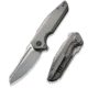 We Knife Co Ltd StarHawk Flipper Knife, 2.81in, CPM-20CV, Bead Blast Sheepsfoot Blade, Gray Stonewash Titanium Handle, WE21017-1
