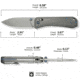We Knife Co Ltd Weknife Bougie Banter Thumb Stud &amp; Crossbar Lock Knife Upscale Art Deco Styling On Gray Titanium Handle 2.91inch Gray Stonewashed Cpm S45vn Blade We24009-2 - WE24009-2