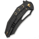 We Knife Co Ltd Weknife Epaulette Flipper &amp; Thumb Hole Knife Diamond Patterned Black Titanium Handle 3.45inch Black Stonewashed Bohler M390 Blade We24024-1 - WE24024-1