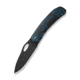 WEKNIFE Inmate Front Flipper &amp; Thumb Hole Knife Black Titanium Handle With Blue Raindrops (3.7" Black Stonewashed CPM 20CV Blade)