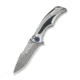 WEKNIFE Tighe Down Flipper &amp; Thumb Stud &amp; Button Lock Knife Gray Titanium Integral Handle With Black &amp; Blue Carbon Fiber Inlay