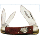 Winchester Knives 3 3/4in, 3 Blade Spline Back Serpentine Whittler w/ Burnt Orange Bone Buffalo Head Handle W 18 39118 BH