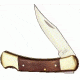Winchester Knives 5in, 1 Blade Lockback w/ Wood Handle and Stainless Steel Blade w/ Leather Sheath LB 220 SS