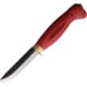 Wood Jewel Child's First Knife, 7.25in Overall, 3in Carbon Steel Blunt Tip Blade, Red Plywood Handle, Leather Sheath, 23PP-ENSI-RED