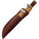 Wood Jewel Curly Fixed Blade Knife Set, 8.25in Overall w/ 3.5in Blade, 7.5in Overall w/ 3in Carbon Steel Blade, Curly Birch Handle, Leather Sheath, 23NA