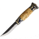 Wood Jewel Lion Fixed Blade Knife, 8in Overall, 3.75in Carbon Steel Blade, Curly Birch Handle, Leather Sheath, 23LION9