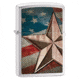 Zippo Brushed Chrome, Silver w/American Flag, Retro Star, ZI28653