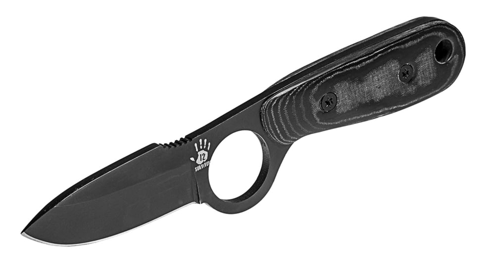 12 Survivors BKE 1 Series Knife w/Sheath - Blackened Finish TS71005B