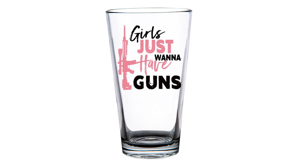 2 Monkey Trading Girls Just Want Guns Americana Pint Glass, 16oz, 2M1015100S