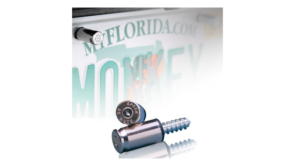2 Monkey Trading .45 Caliber Bullet License Plate Bolts, Nickel, 2 Pack, LSPS45N