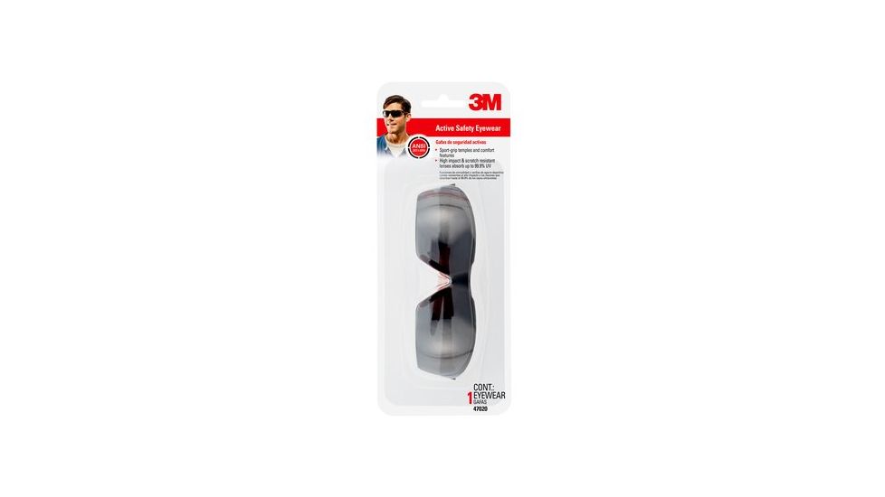 3M Active Safety Eyewear, Black/Red Frame, Grey/Scratch Resistant Lens,6/case 47020-WV6