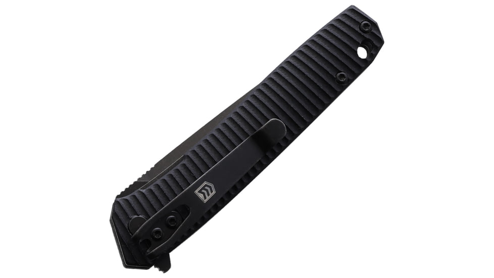 3V Gear Join Or Die React Folding Knife, 3.75in Closed, 3in, 8Cr14MoV, Black Coated Blade, Black Grooved G10 Handle, VVV-GB-BC-JOIN