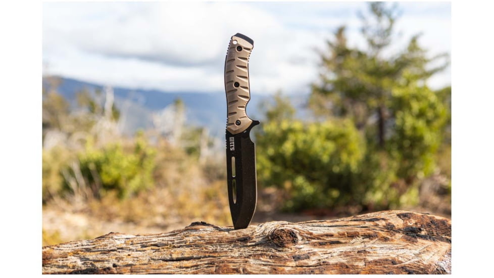 5.11 Tactical CFK7 Peacemaker Fixed Blade Knife, 7in, Drop Point, SCM 435 Blade, Kangaroo, 1 SZ, 51173-134-1 SZ