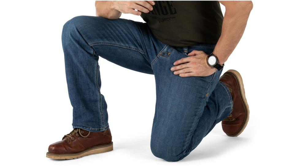 5.11 Tactical Defender-Flex Straight Jean - Mens, Medium Wash Indigo, 32-34, 74477ABR-586-32-34