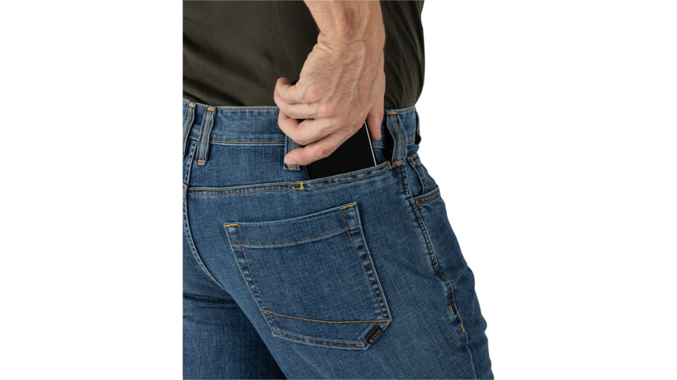 5.11 Tactical Defender-Flex Straight Jean - Mens, Medium Wash Indigo, 32-34, 74477ABR-586-32-34