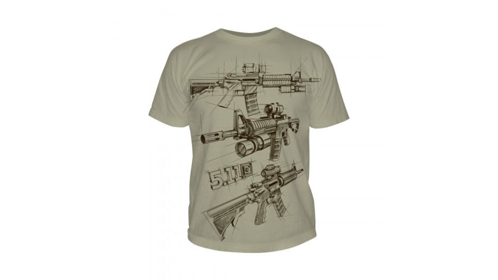 5.11 Tactical Logo T Shirt Sleeve Ar Sketch, Tan, XXL 41006CD-170-XXL