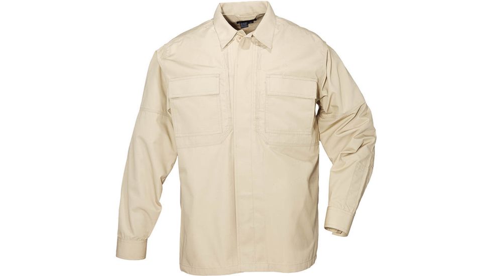 5.11 Tactical TDU Shirt Long Sleeve Poly/Cottton Ripstop - Men's, TDU Khaki, MR, 72002-162-M-R