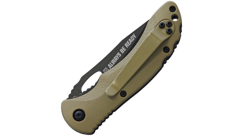 5.11 Tactical Underbrush Linerlock Underbrush Linerlock Folding Knive, 3.5in Closed, 2.75in Black Partially Serrated SS Blade, Brown Frn Handle, Thumb Pull, Pocket Clip, Clam Packed, Brown, 51114C
